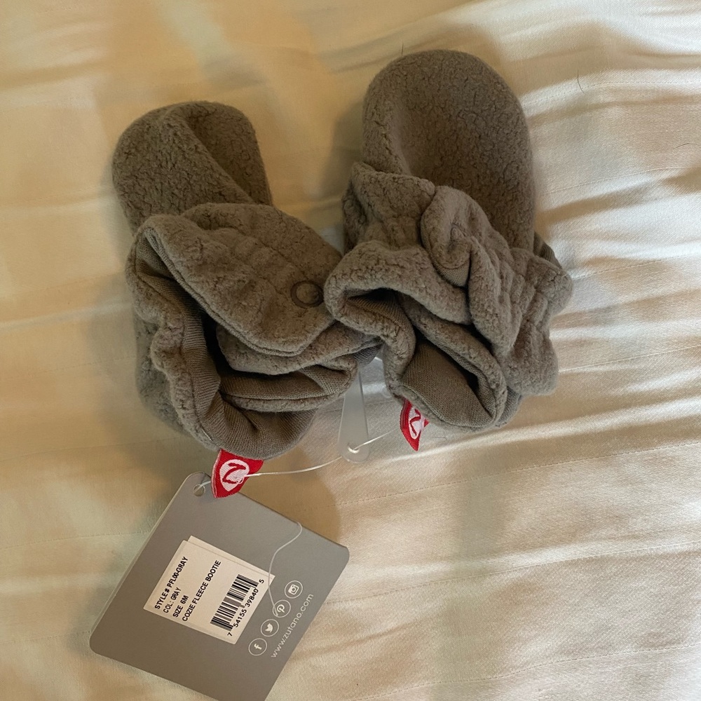 Gray baby booties